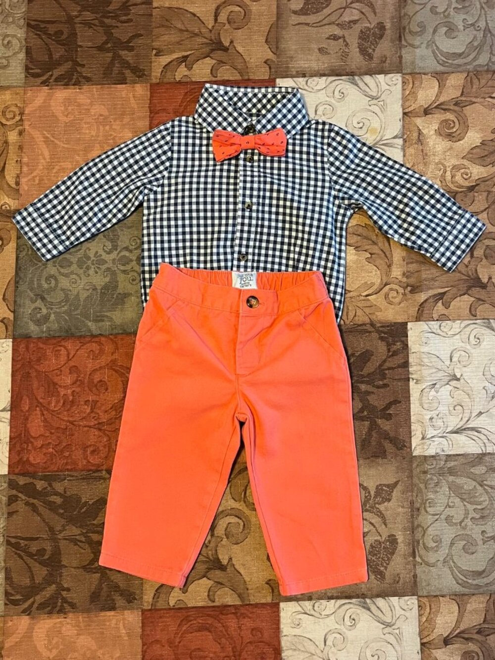 Carters Baby Boy Wedding Special Occasion Outfit 6 Months Coral Blue Anchors Tie